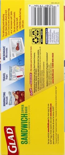 GLAD FLEXN' SEAL Zipper Food Storage Sandwich Bags, On-the-Go Snack and Lunch Bags, Zipper Sandwich Sealer, Microwave Safe, BPA Free, 100 Count (Pack of 1)