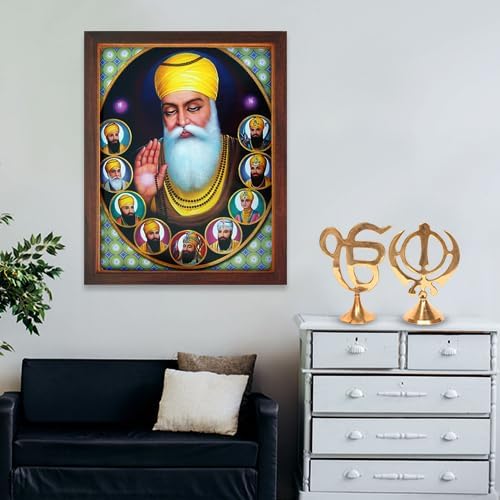 Lord Sikh Guru poster print with frame for Home Decor and Gifting Purpose (229-2)