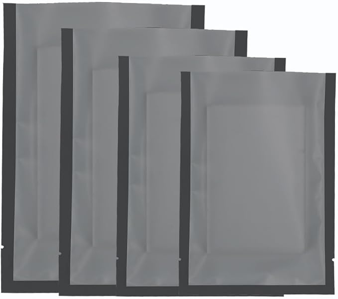 100PCS Customized Vacuum Heat Seal Bag,Open Top Packaging Bag with Clear Front,Single Color Printing for Logo/Text/QR Code (Black, 10 * 15CM/4.0"*6.0"-100PCS-One Color Print)