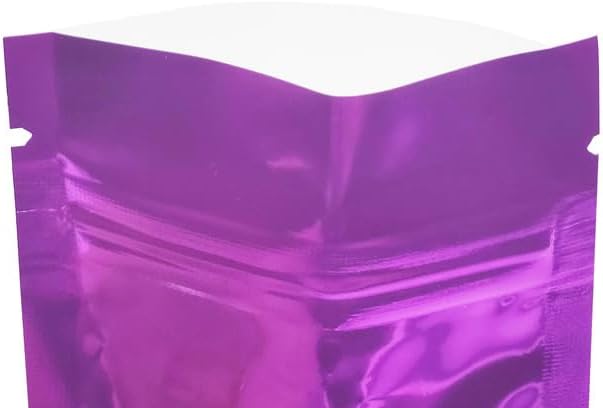 100PCS Customized Mylar Zipper Bags,Clear Front Resealable Packaging Pouches For Food Storage,Single Color Printing for Logo/Text/QR Code (Purple, 6.5 * 9CM/2.6"*3.5"-100PCS-One Color Print)