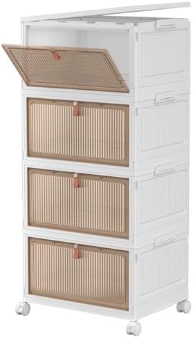 YFXCVSL 4-Tier 28QT Stackable Storage Bins with Wheels, Modern Home Storage Boxes for Toys, Arts & Crafts, Cosmetics & Make-Up, Photos