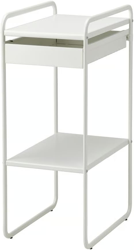 Storage Unit – Slim White Steel Organizer with Drawers for Kitchen, Bedroom, Entryway – Powder-Coated Shelving Rack – Max Load 44 lb – Indoor Use – 22x15 White