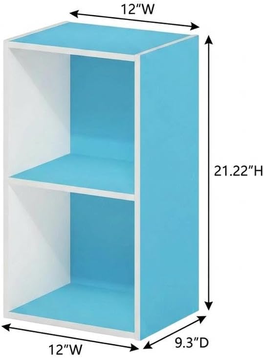 Furnifact Light Blue White Bookcase, Wooden Design, Ample Storage, Durable Wood, Modern Home Office and Living Room Furniture