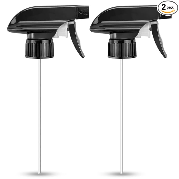 Wedama Spray Nozzle for 8 oz and 16 oz Glass Spray Bottles, Black Trigger Sprayers Replacement with Mist Stream Sprayer Adjustable Spray Bottle Nozzles - 2Pack