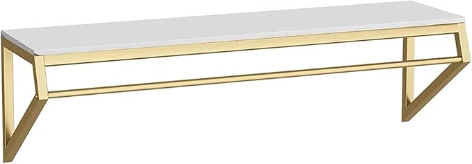 Modern Simple Men's and Women's Clothing Store Heavy Duty Metal Display Stand,Wall-Mounted Garment Rack with Wood,Clothes Rail,Bathroom Hanging Towel Rack (Gold Square Tube, B-59 L)