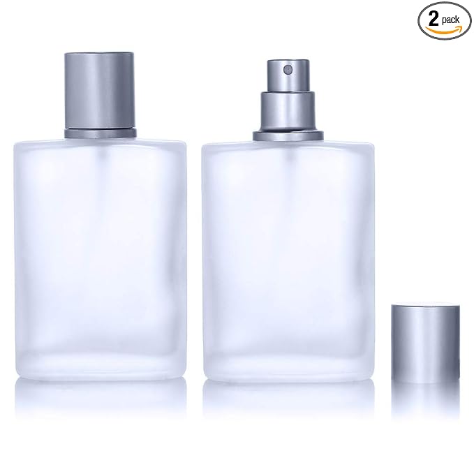 2 Pack 50ml/1.69 Oz Empty Frosted Glass Spray Bottles Perfume Atomizer, Refillable Fine Mist Spray Empty Perfume Bottles with 4 kinds of perfume dispenser (2 Pack 50ml/1.69 Oz Frosted Bottles)