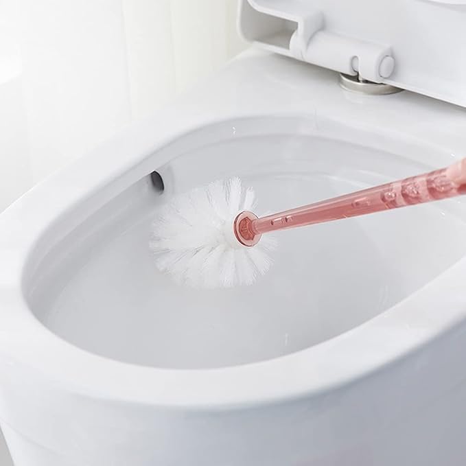 Toilet Cleaner Brush for Bathroom, Toilet Brush and Holder, Floor Standing Toilet Scrubber, No Dead Angle Home Cleaning Utensils Bathroom Accessories (Color : Pink) (Black)
