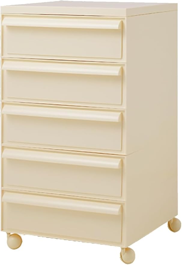 ELEFOCUS 5 Stackable Plastic Storage Bins, rotatable Storage cabinets and Drawers, Bedside Storage Units(Size:42x42x78cm(17x17x31inch),Color:Beige)