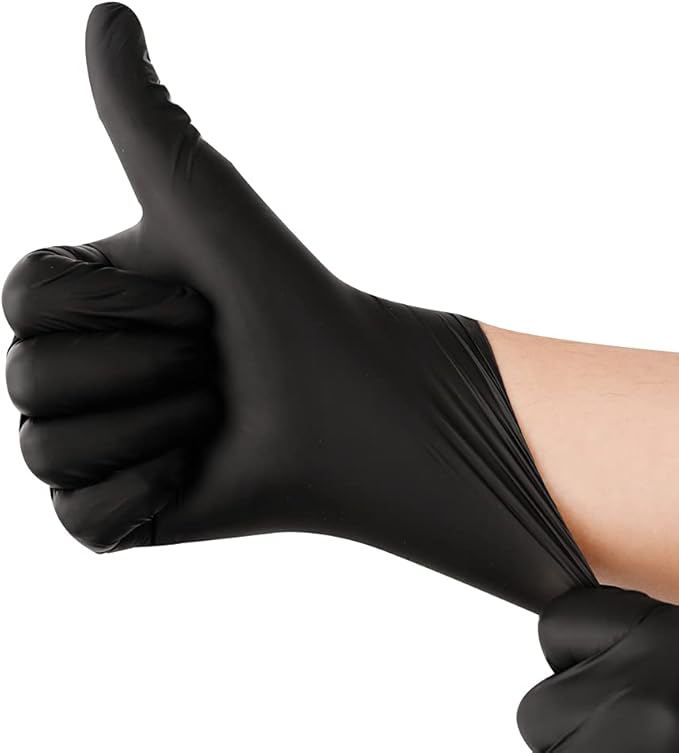 YOTU Black Disposable Nitrile Latex & Powder Free 6-Mil Gloves 100 Count, Textured, Mechanic Wearing, Cleaning, Food Black Medium