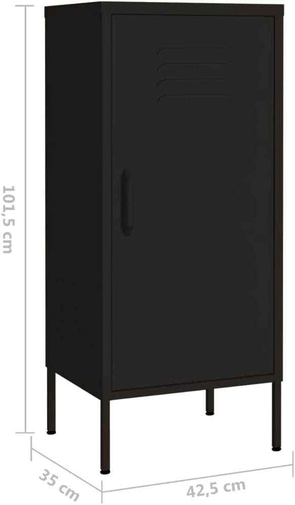 Modern Steel Storage Cabinet with Adjustable Shelves, Spacious Matte Black Design for Living Room or Bedroom Organization, Durable Metal Build for Multimedia and Books
