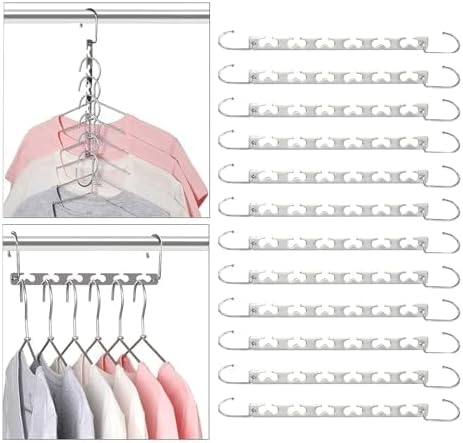 Space Saving Hangers for Clothes 12 Pack, Sturdy Metal Hangers Wardrobe Organizer, Magic Cascading Hanger, Closet Space Saver Closet Organizers and Storage
