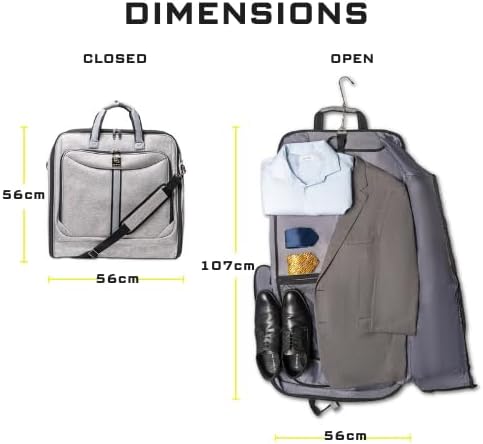 ZEGUR Premium Suit Garment Bag Carry On - Hangs 4 Suits - Travel & Business with Shoulder Strap and Laptop Compartment