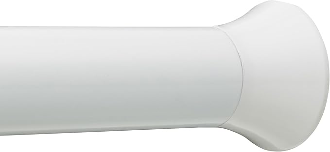 Amazon Basics No Drilling Spring Tension Curtain Rod, Easy to Install, Adjustable 54-90" Width, Sturdy, White, Classic Finial