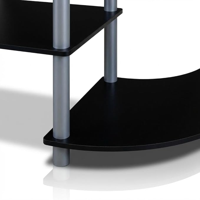 Furnifact Grey and Black TV Stand with Wide Design, Durable Composite Wood and PVC Tubes, Modern Entertainment Center for Living Room, Media Storage