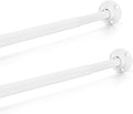 TYRON Mini Thin Skinny Smallest Closet Rods for Hanging Clothes, 1/2" Diameter,12 to 18 In. Adjustable Slim Closet Rod, Metal Closet Bar Hanging Rods for Baby Kids Closet, Small Space (White,2 Pcs)
