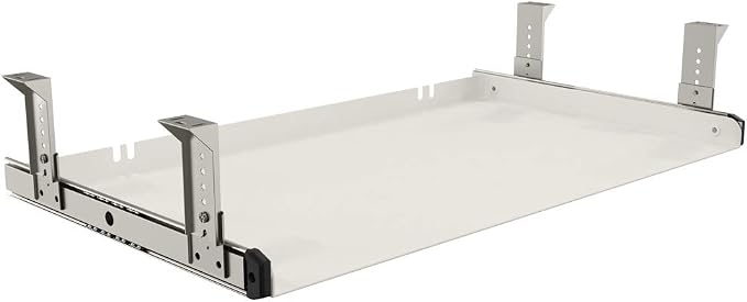 FRMSAET Under Desk Keyboard Tray Heavy-Duty All-Metal Material 20/24/30 inches Platform Computer Drawer Organizer Home Office Kitchen Bedroom Garage Storage Tool - Easy to Install.(24 inches, White)