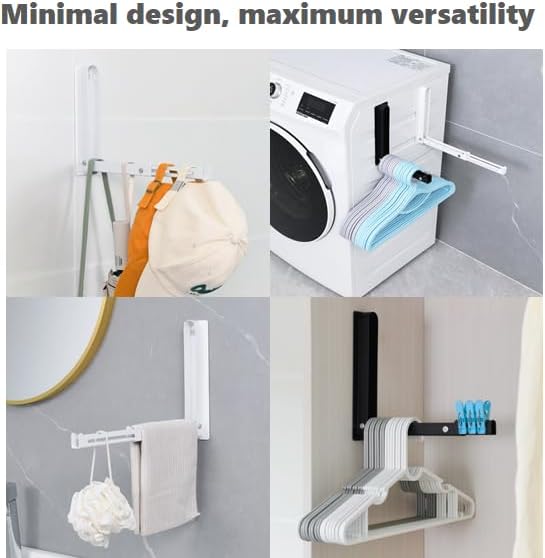 Magnetic Hanger Organizer – Magnetic Storage Rack for Laundry Room, Closet & Fridge, Expandable Hanger Holder for Washing, Drying & Clothes Organization, Space-Saving, Durable Metal, Black