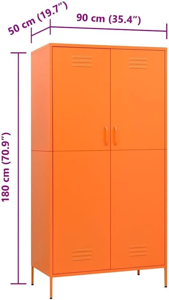Metal Side Storage Cabinet, Employees Locker Industrial Steel Storage Cabinet with 4 Adjustable Shelves for Office, Garage, Home, 35.4"x19.7"x70.9"