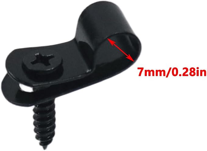 Antrader R-Type Cable Clips Cable Clamp,7mm Fence Wire Clamps,Black,100Pcs | Galvanized Steel Agricultural Fencing Fence Wire Clamps for Wood,Metal or Viny