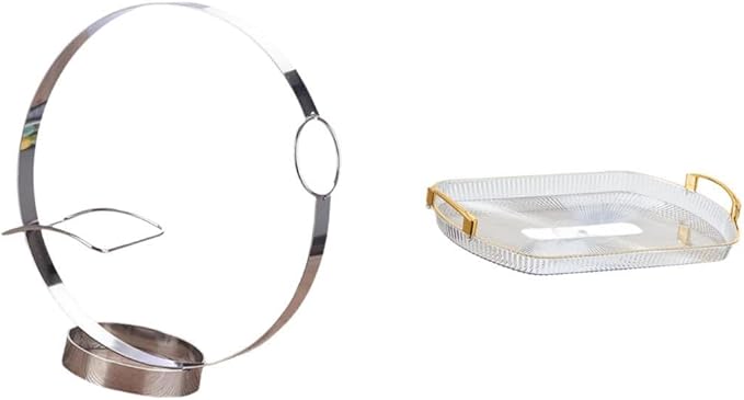 Nordic Metal Bottle and Jewelry Storage Organizer Rack with Rectangle Vanity Tray for Home Office Decor
