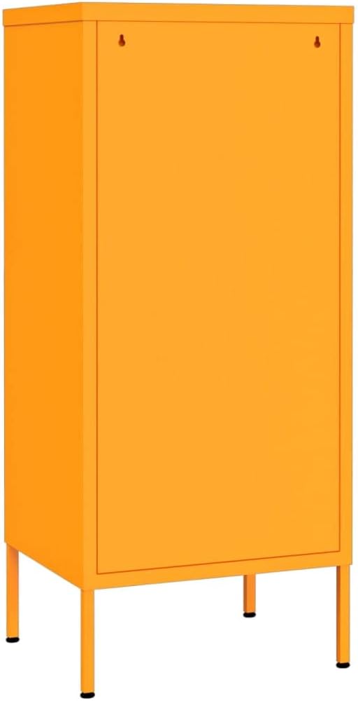 Modern Mustard Yellow Steel Storage Cabinet with Adjustable Shelves, Durable Medium Cabinet for Living Room or Bedroom, Spacious Three Compartment Organizer for Books