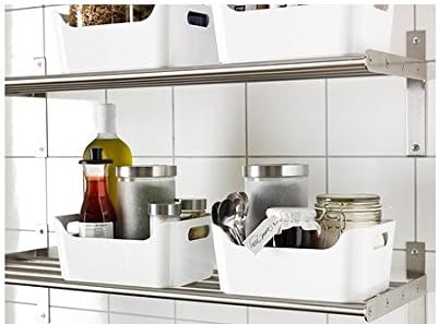 Open Storage Box,Kitchen Cabinet and Pantry Storage Organizer Bin - Two Cut-Out Handles That Make 9.4 x 6.75 x 4.3 Inches (Black /White)