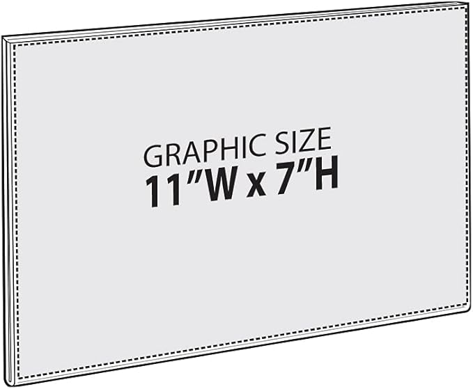 Azar Displays 122017 Self Adhesive Tape Clear Acrylic Wall Sign Holder Frame 11" W x 7" H - Landscape/Horizontal, 10-Pack
