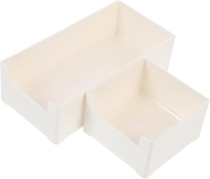 Housoutil 2pcs Stacking Storage Bins Storage Organizer for Cosmetics Office Home Stylish Design