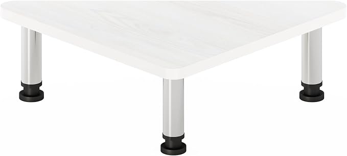 Furinno Turn-N-Tube Corner Monitor Riser Stand, White Oak, Stainless Steel Tubes