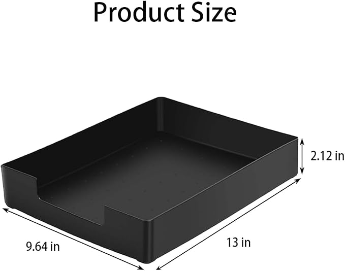 Letter-Size Tray, Desk Drawer Organizer for A4 Paper, Black | Stackable plastic paper tray, fits A4 & letter. Desktop file organizer for office, school, home use. space-saving.
