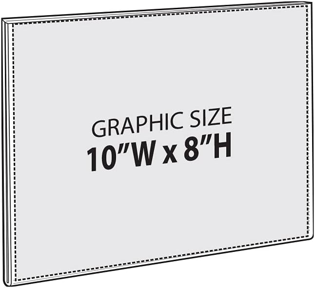 Azar Displays 122026 Self Adhesive Clear Acrylic Wall Sign Holder Frame 10" W x 8" H Landscape/Horizontal, 10-Pack