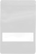 100PCS Foil Pouch Mylar Bags with Clear Window,ULIFESTAR Stand Up Sealable Bags with Tear Notches,Resealable for Food,Party Favors,Gift Packaging and Small Business(16 * 24cm/6.3 * 9.45",White)