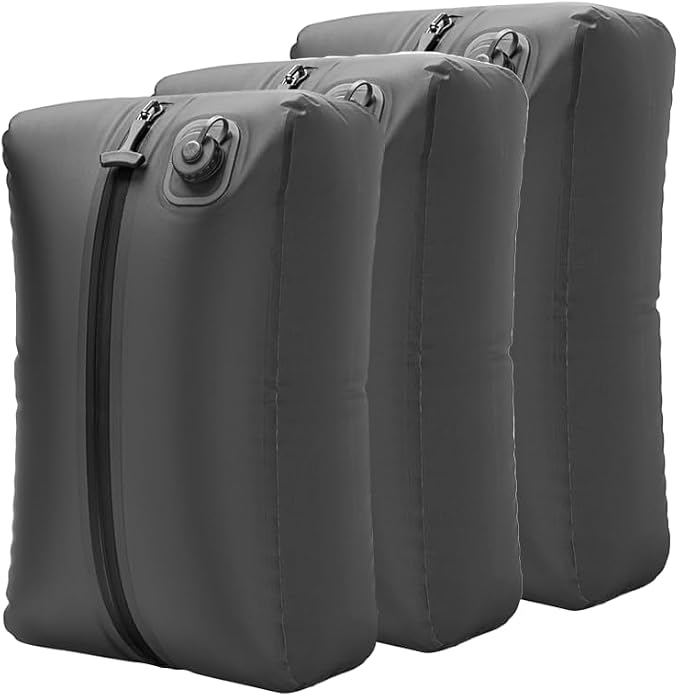Reeyee Electric Vacuum Compression Bag Kit, 20L Portable Travel Packing Cube with Built-in Pump, Type-C Rechargeable, Odor & Waterproof Anti-Rip TPU, Saves 60% Space Storage bags (3, Gray)