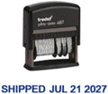 Trodat Rotating Stock Message Phrase Dater Self-Inking Rubber Stamp - Answered, Checked, Back Ordered, Delivered, Cancelled, Entered, Billed, Paid, Received, Shipped, Charged, FAXED (Blue)