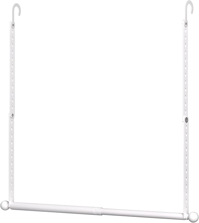 SUTINE Closet Rods for Hanging Clothes, Adjustable Metal Closet Extender Hanging Rod, Space-Saving Closet Rod Extender Clothes Hanging Bar, Closet Poles for Hanging Clothes (White, 15.7-31.5 IN)