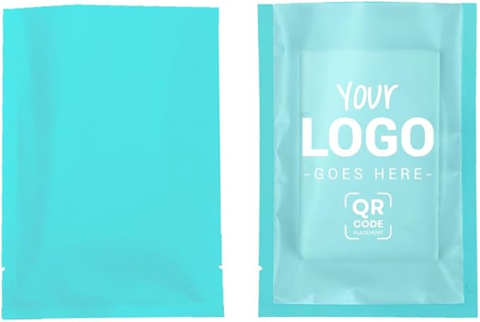 100PCS Customized Vacuum Heat Seal Bag,Open Top Packaging Bag with Clear Front,Single Color Printing for Logo/Text/QR Code (Blue, 10 * 15CM/4.0"*6.0"-100PCS-One Color Print)