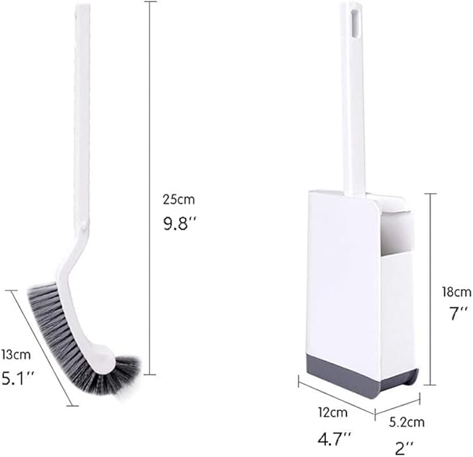 Toilet Brush Plastic Toilet Brush Holder Arc Shape Long Handle Soft Hair Toilet Cleaning Set Home Bathroom Toilet Brush and Holder Toilet Tools (Color : Grey) (Gray)