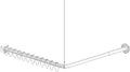 L Shaped Shower Curtain Rods, Adjustable (23''-69'' X 23''-69'') Corner Shower Rod with 12 Shower Curtain Rings, All 304 Stainless Steel, for Bathroom, Bathtub, Clothing Store, Need to Drill, White