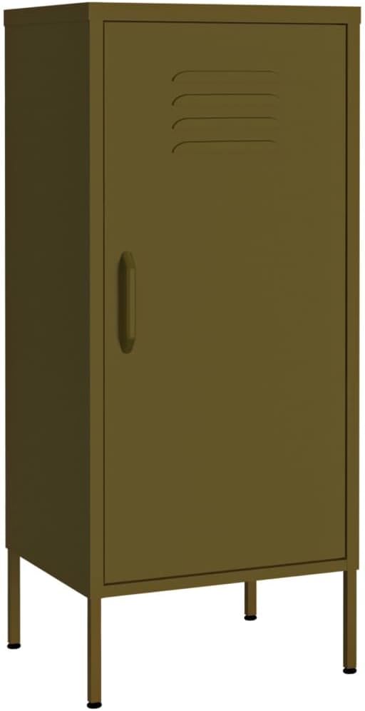 Olive Green Steel Medium Storage Cabinet with Adjustable Shelves and Durable Powder-Coated Construction for Living Room and Bedroom Organization