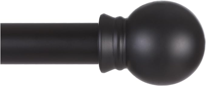 Thestoa Black Curtain Rods for Windows 66 to 120 inch, 5/8" Diameter Matte Black Small Curtain Rods for Bedroom, Living Room, Kitchen, Outdoor, Farmhouse