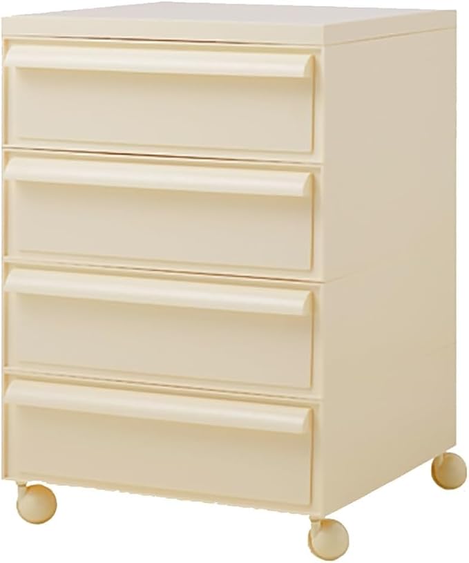 ELEFOCUS 5 Stackable Plastic Storage Bins, rotatable Storage cabinets and Drawers, Bedside Storage Units(Size:42x42x64cm(17x17x25inch),Color:Beige)