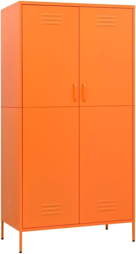 Metal Side Storage Cabinet, Employees Locker Industrial Steel Storage Cabinet with 4 Adjustable Shelves for Office, Garage, Home, 35.4"x19.7"x70.9"