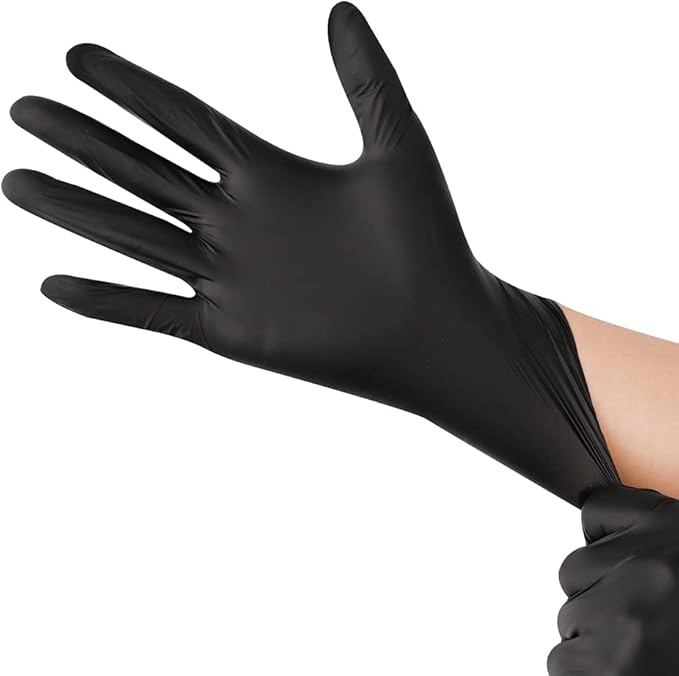 YOTU Black Disposable Nitrile Latex & Powder Free 6-Mil Gloves 100 Count, Textured, Mechanic Wearing, Cleaning, Food Black Medium