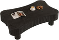 Lift Top Coffee Table with Hidden Storage Fluted Panel Silent Hydraulic Lift Curved Corners (Black)