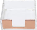 MultiBey Rose Gold Sticky Note Holder Clear Acrylic Memo Pad Dispenser | Clear Desk Supplies Organizer Accessories Post Note Pad Dispenser for Office Home Schools (Rose Gold)