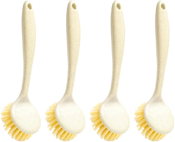 Uonlytech Kitchen Dish Scrubber Brush Long Handle Durable Pan and Sink Cleaner with Hanging Hole Multipurpose Lightweight Stove Cleaning Tool for Home