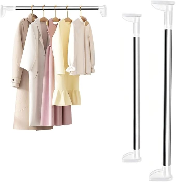 Closet Rod,Adjustable Closet Rods for Hanging Clothes,Rust-Resistant Tension Bathroom Rod for Window,Bathroom,Closet,Room Divider Without Drilling,Heavy-DutyTension Rod