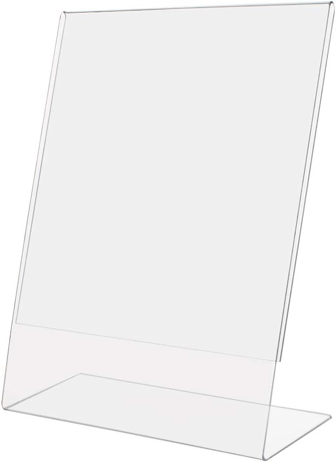 SOURCE ONE Best Value 8.5 X 11 Inches Thick Acrylic Slant Back Sign Holder Ad Frame Picture Frame, Clear Acrylic Perfect for Trade Shows, Museums, Retail Stores (12 Pack)