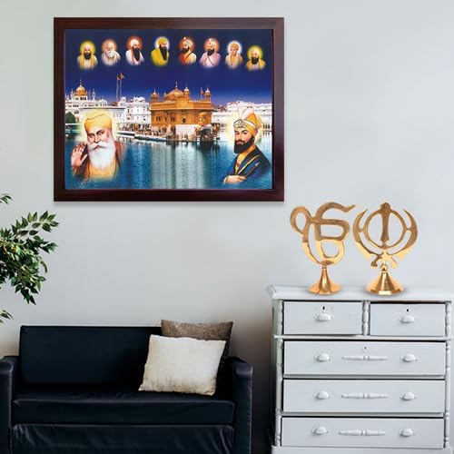 Lord Sikh Guru poster print with frame for Home Decor and Gifting Purpose (229-138)
