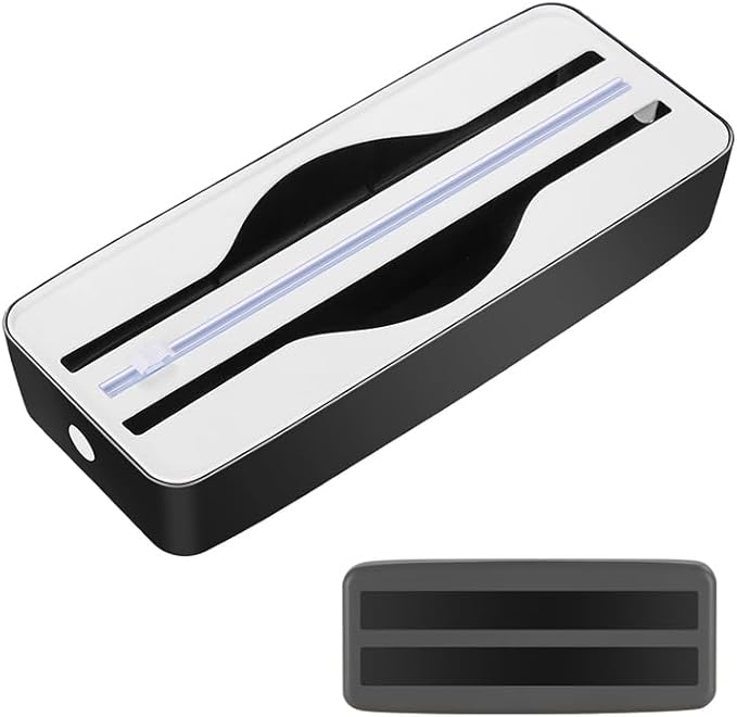 Dual-Slot Multifunctional Kitchen Cutter | For Cling Film, Aluminum Foil, and Parchment Paper Storage & Cutting | Easily Cut Two Materials at Once (Black(magnetic))